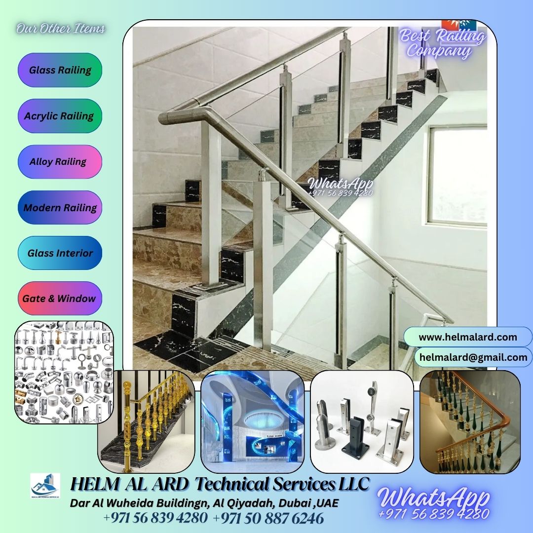 Glass Handrail for Staircase in Ajmanm, dubai